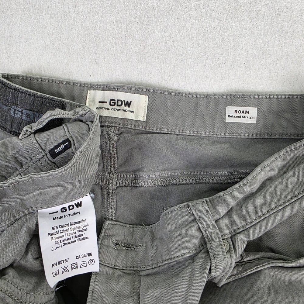 GDW General Denim Works Roam Relaxed‎ Straight Leg Grey Pants Mens 37x27 - Picture 3 of 9